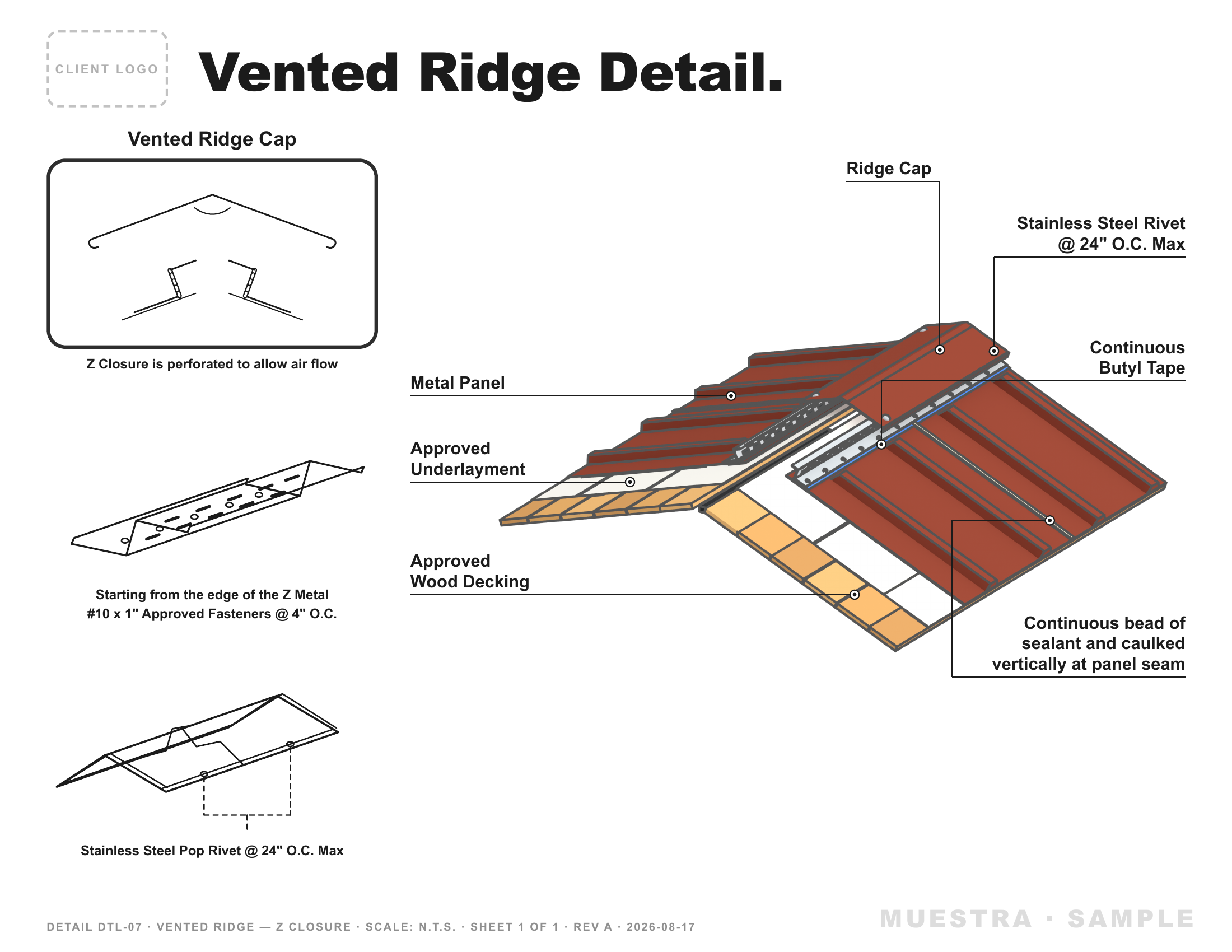 Vented Ridge Detail technical sheet